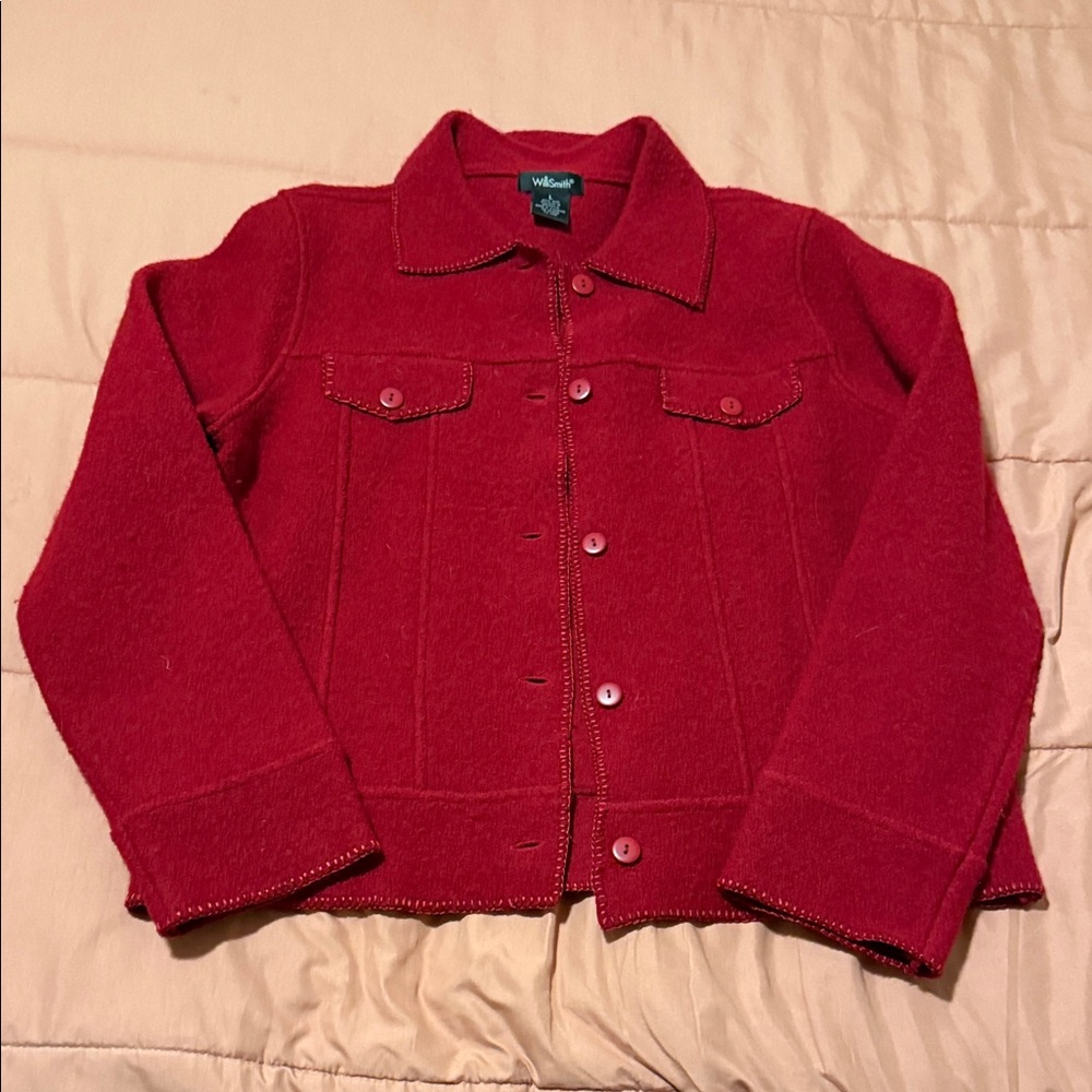 WilliSmith Women's Vibrant Red 100% Woll Jacket